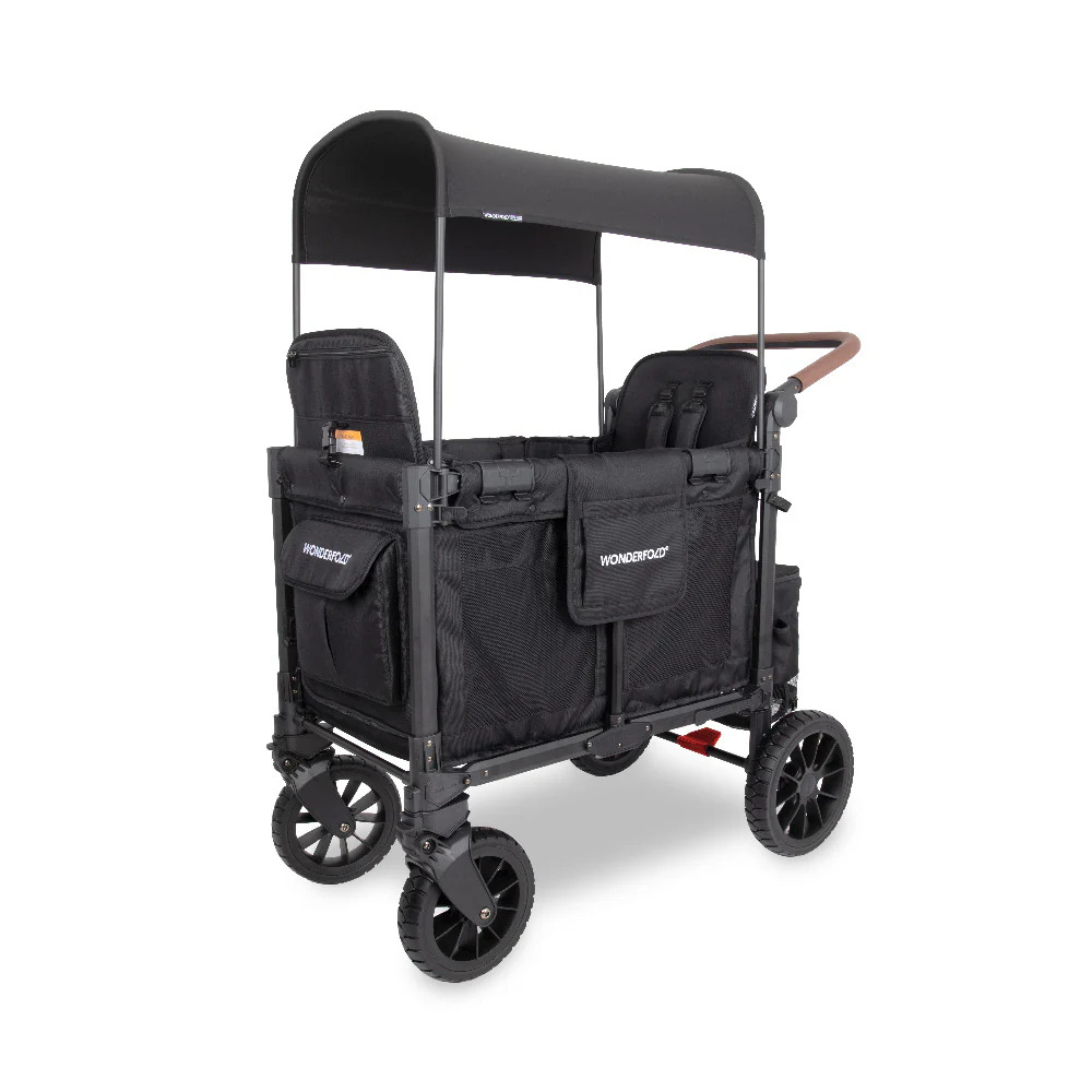 WonderFold W2 Luxe Pro Stroller Wagon - Jet Black - Image 3