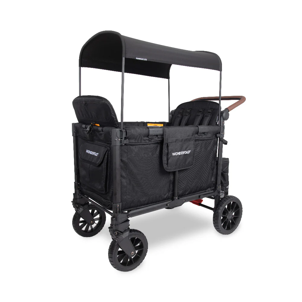 WonderFold W4 Luxe Pro Stroller Wagon - Jet Black - Image 6