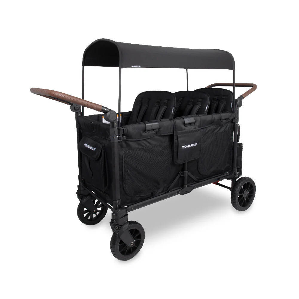 WonderFold W6 Luxe Pro Stroller Wagon - Jet Black - Image 3
